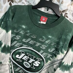 Vintage New York Jets Tie Dye Green White Single-Stitch Shirt XL USA 90's NFL